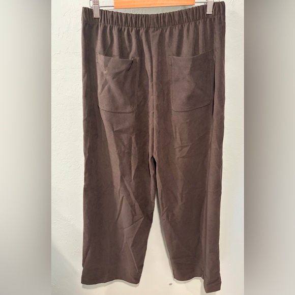 Zara Womens Gray High Rise Casual Pants Sz L Knit Office Career Wide Leg Pull On - Picture 2 of 9